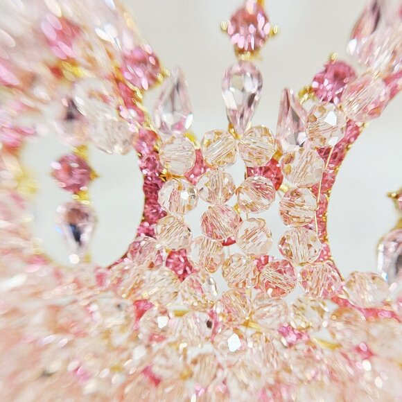 Gold Princess Crown, Prom headpiece, Bridal tiara, Pink Crystal wedding crown main image 8